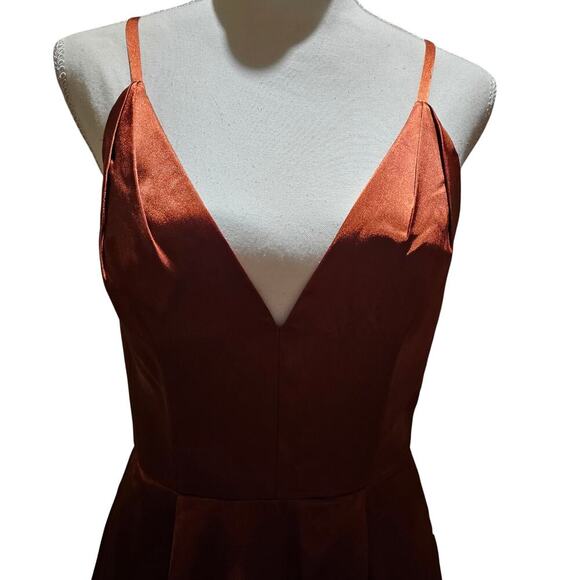 Galina Signature 4 Rust Satin Formal Gown Long Maxi Dress Bridesmaid Evening - Picture 4 of 13